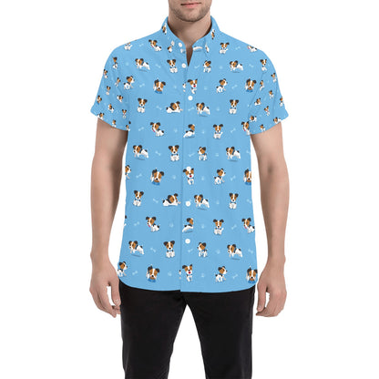 Russell Terriers Print Design LKS3010 Men Short Sleeve Button Up Shirt