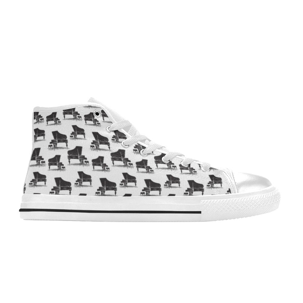 Piano Print Design LKS401 Men's High Top Canvas Shoes