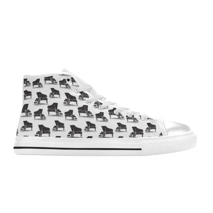 Piano Print Design LKS401 Men's High Top Canvas Shoes