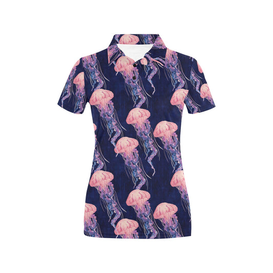 Jellyfish Pattern Print Design 03 Women's Polo Shirt