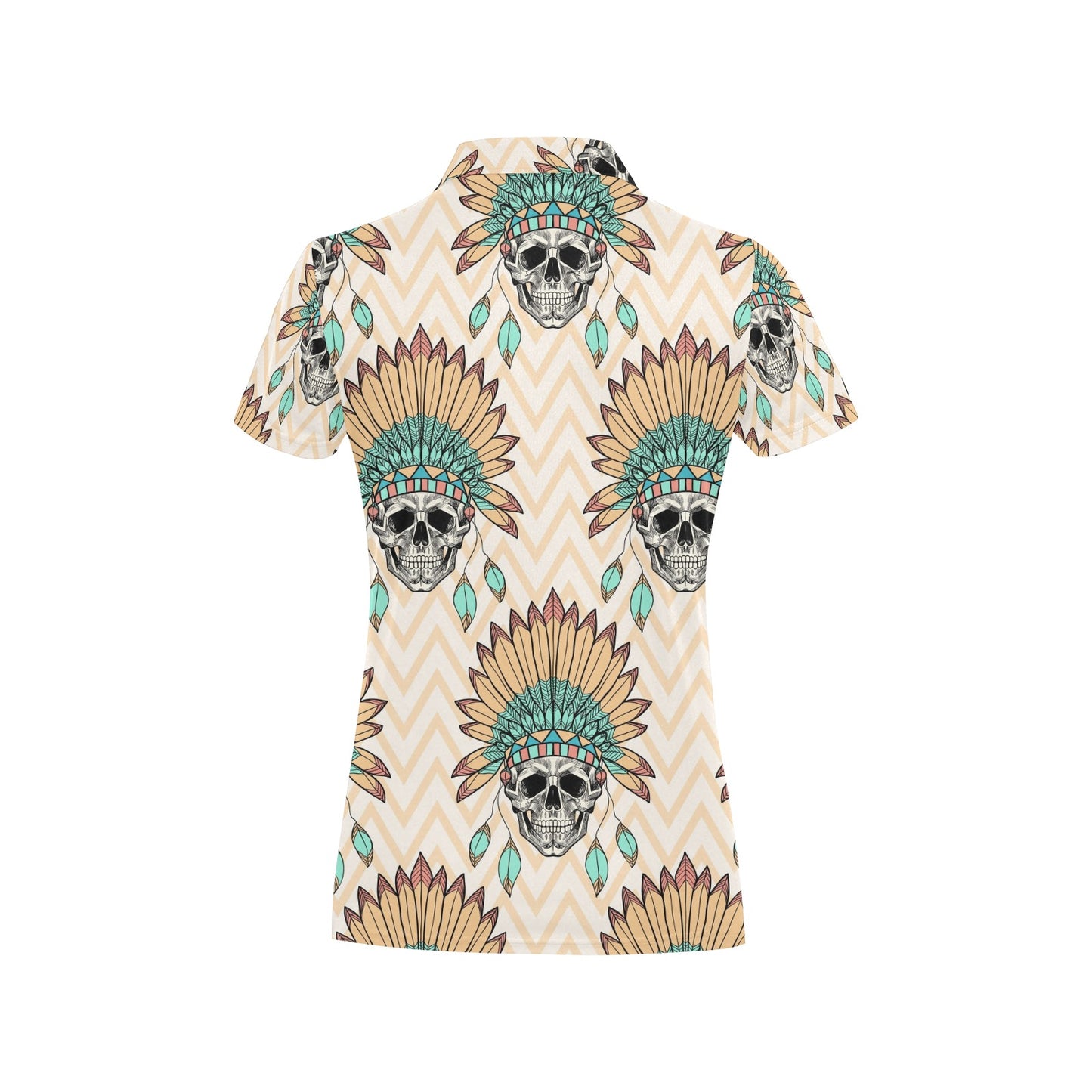 Indian Skull Pattern Women's Polo Shirt