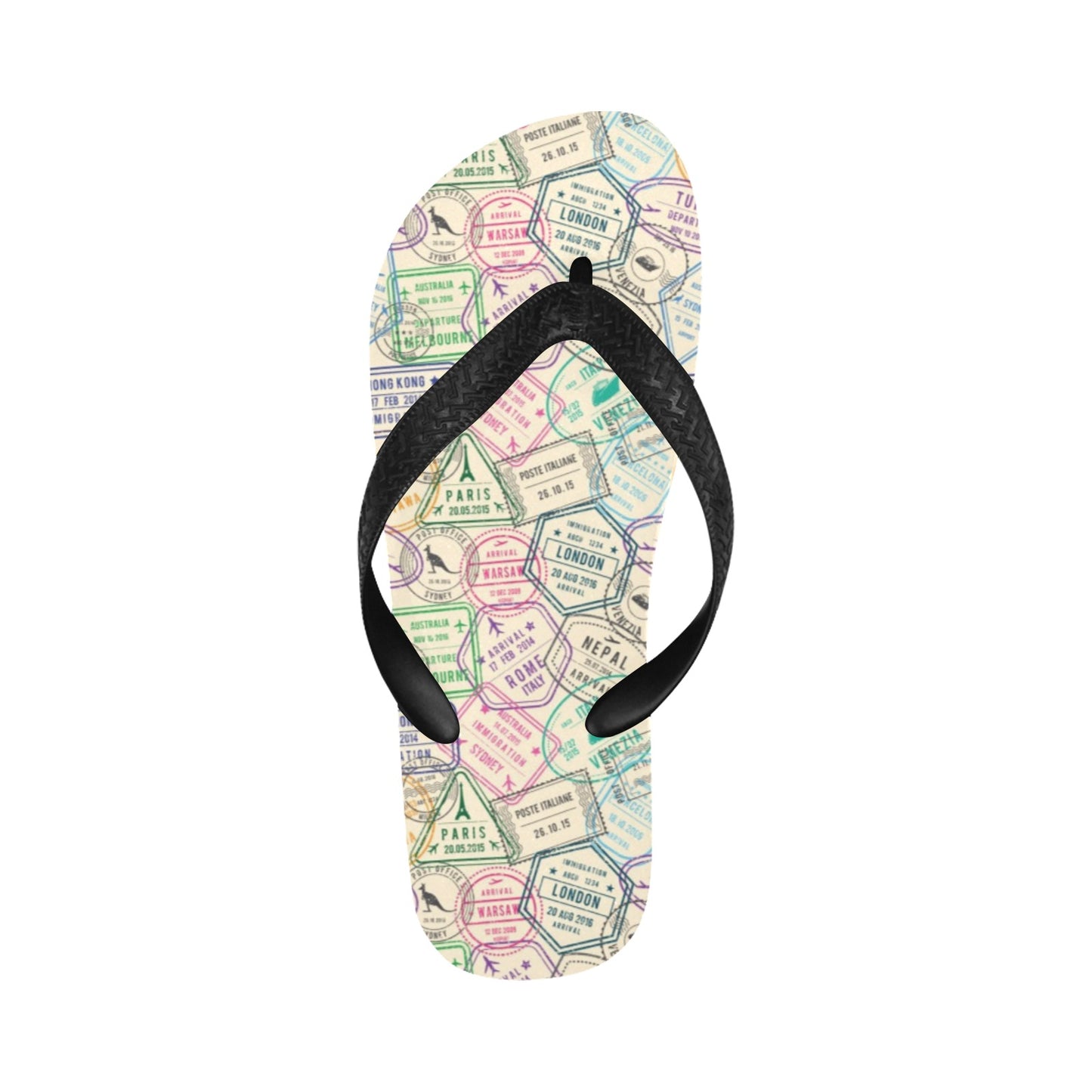 Travel Stamp Print Design LKS303 Flip Flops