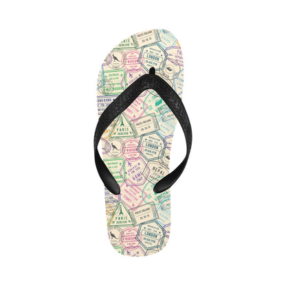 Travel Stamp Print Design LKS303 Flip Flops