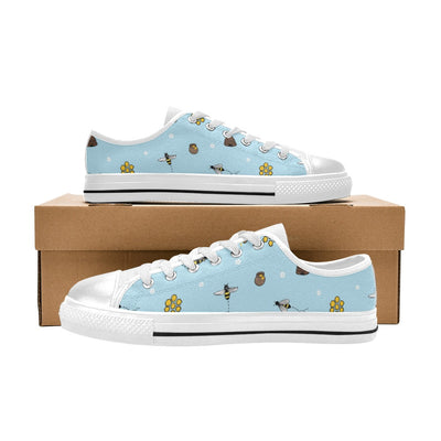 Honey Bee Print Design LKS307 Women's White Low Top Shoes