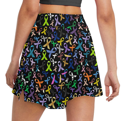 Breast Cancer Awareness Colorful Print 17" Golf & Pickleball Skort with Pockets
