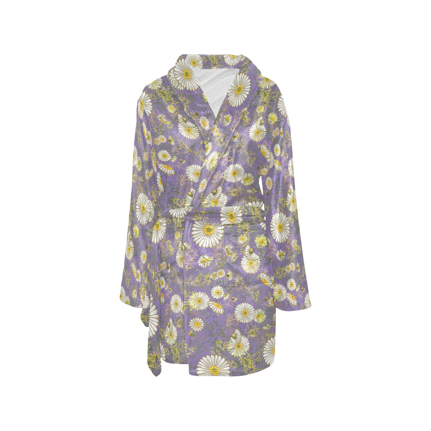Daisy Pattern Print Design DS011 Women's Fleece Robe
