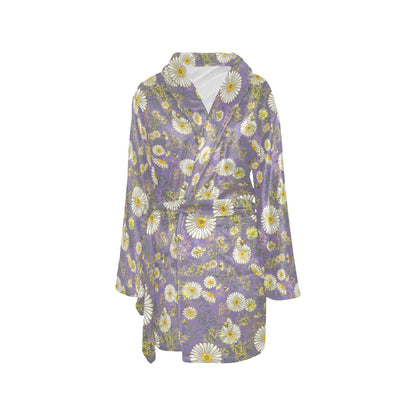 Daisy Pattern Print Design DS011 Women's Fleece Robe