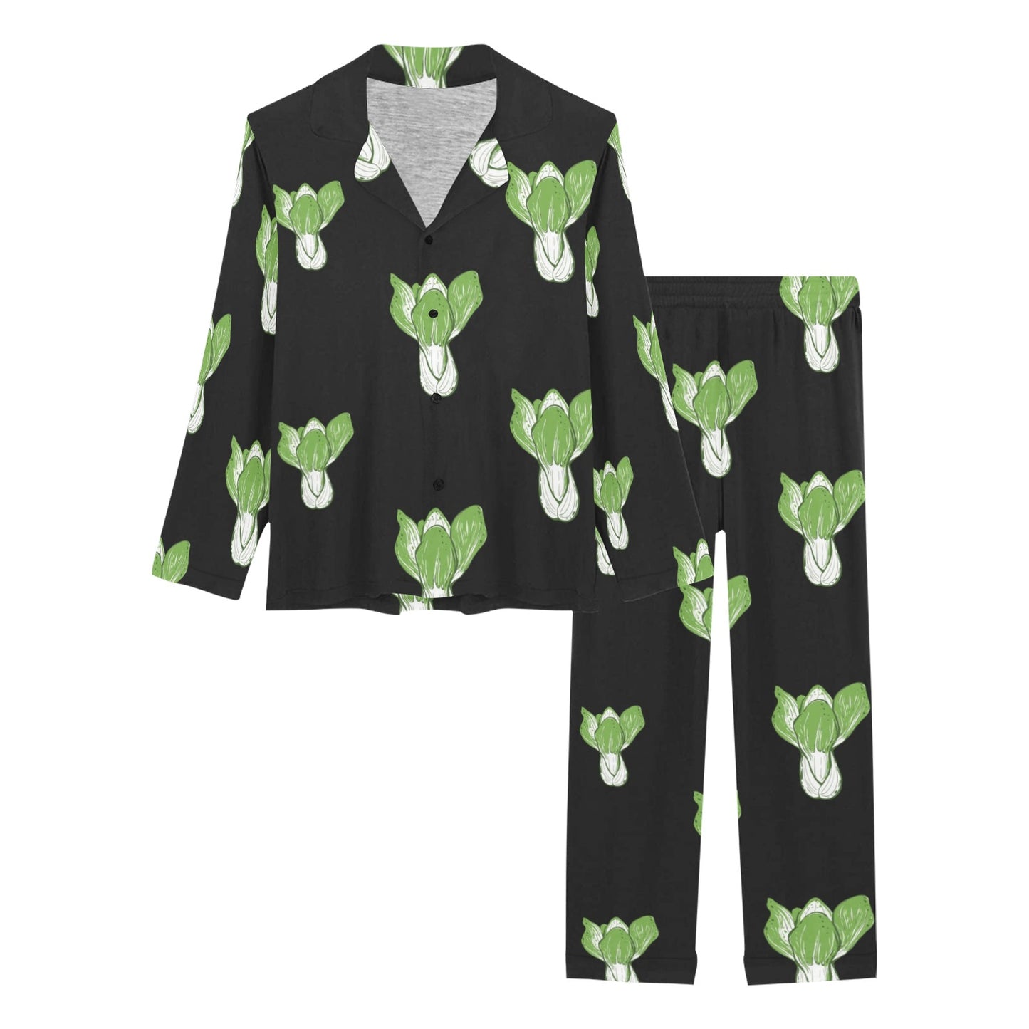 Kale Pattern Print Design 02 Women's Long Pajama Set