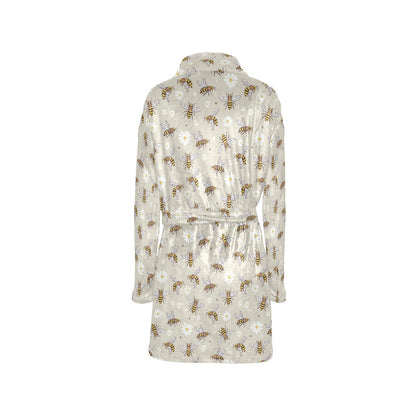 Bee Pattern Print Design 03 Women's Fleece Robe