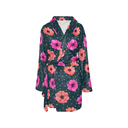 Anemone Pattern Print Design AM08 Women's Fleece Robe
