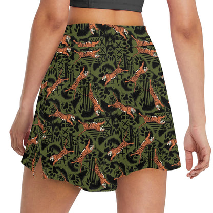 Tiger Pattern Print Design LKS303 17" Golf & Pickleball Skort with Pockets