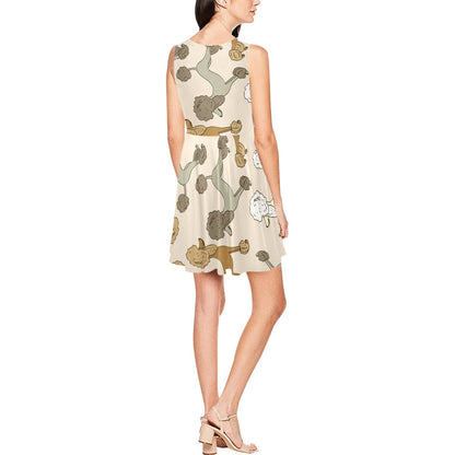 Poodle Pattern Print Design A01 Sleeveless Dress