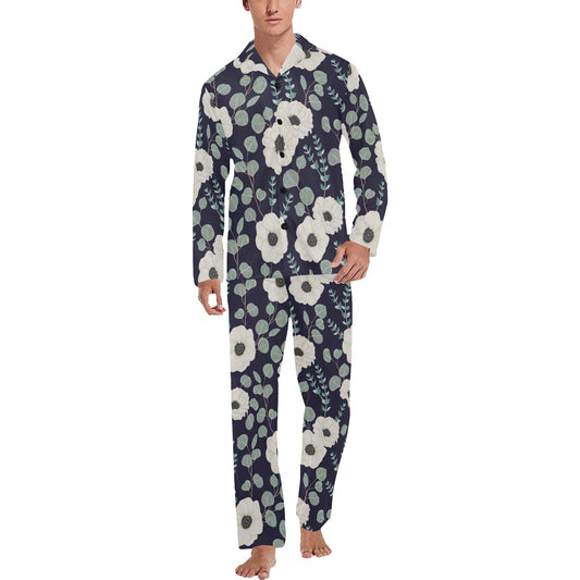 Anemone Pattern Print Design AM01 Men's Long Pajama Set