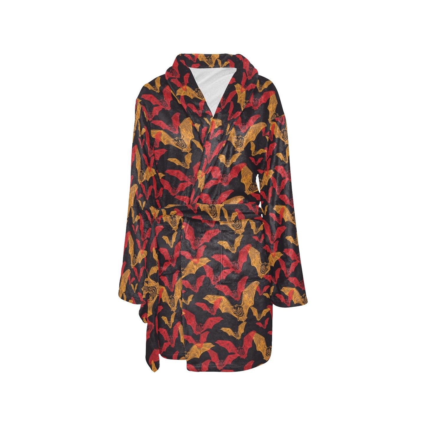 Bat Pattern Print Design 01 Women's Fleece Robe