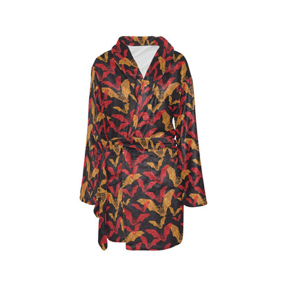 Bat Pattern Print Design 01 Women's Fleece Robe