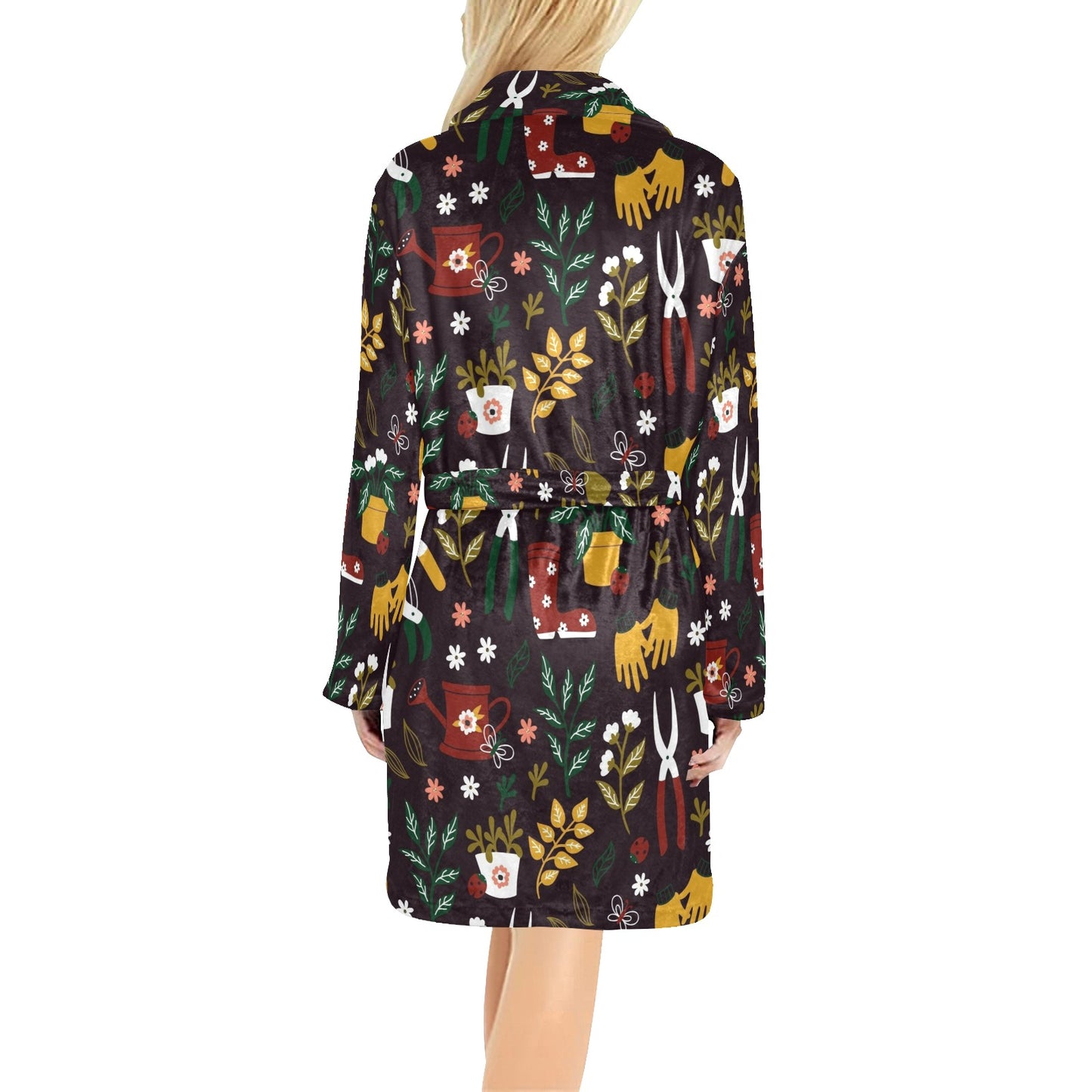Gardening Pattern Print Design G05 Women's Fleece Robe
