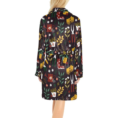 Gardening Pattern Print Design G05 Women's Fleece Robe