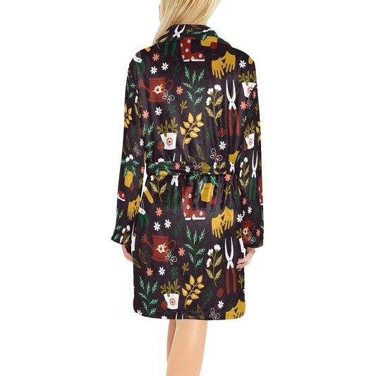 Gardening Pattern Print Design G05 Women's Fleece Robe