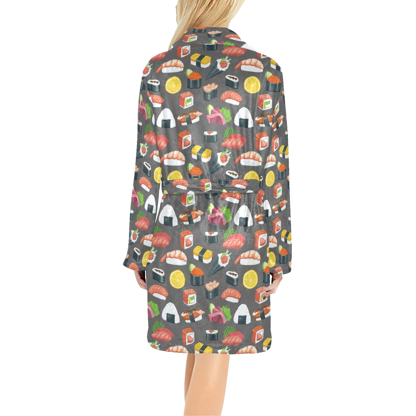 Sushi Pattern Print Women's Fleece Robe