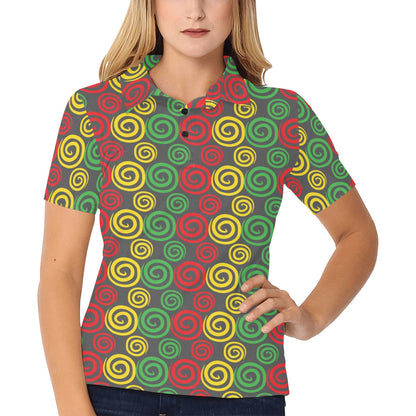 Rastafarian Pattern Print Design A05 Women's Polo Shirt