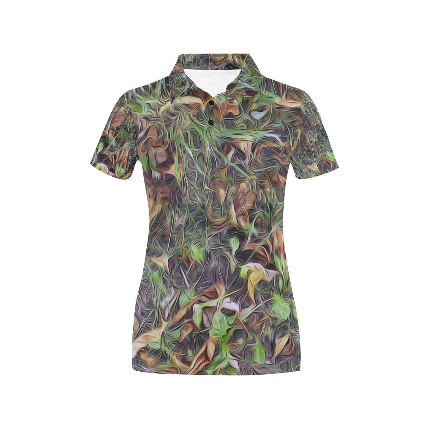 Camouflage Realistic Tree Print Women's Polo Shirt
