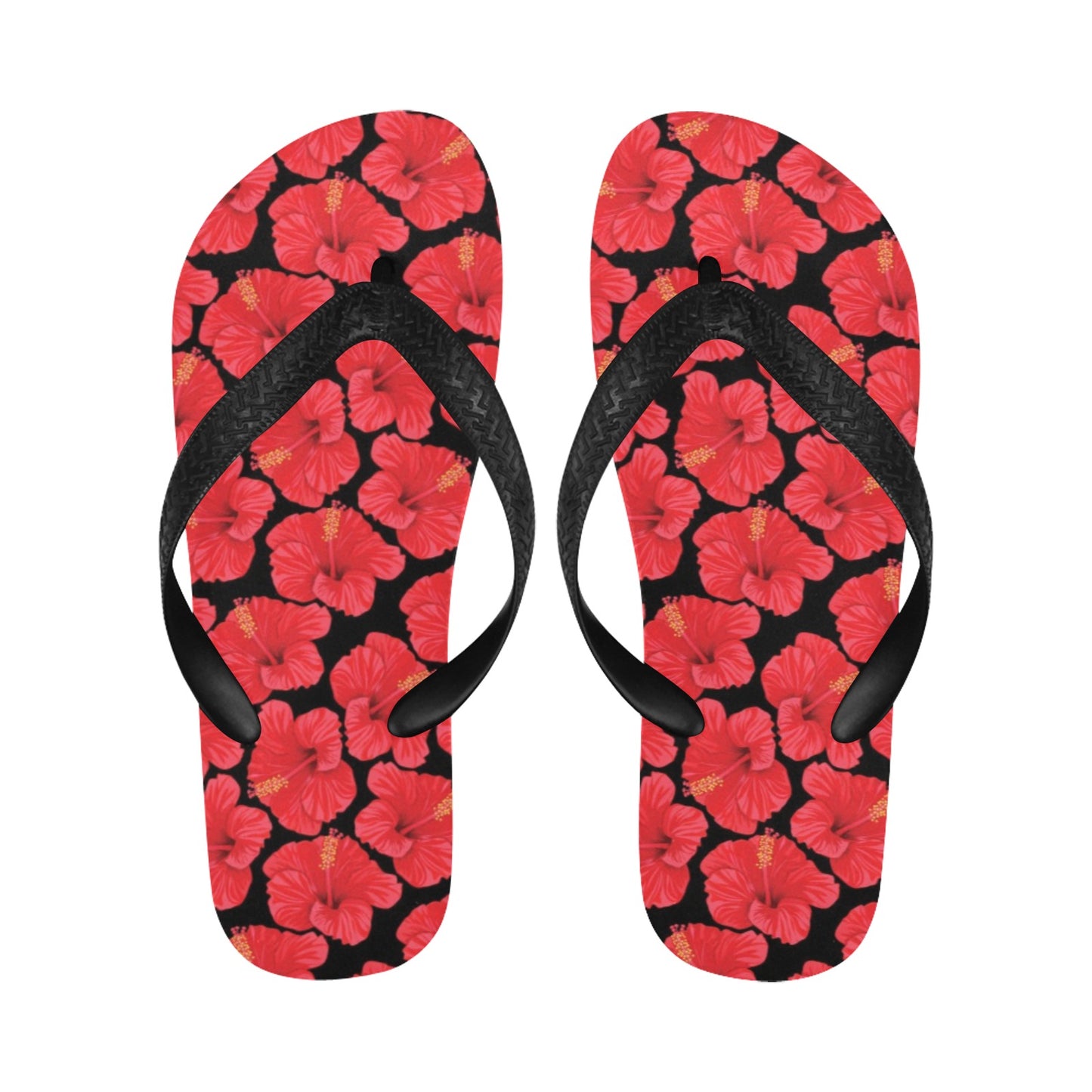 Hibiscus Red Pattern Print Design LKS306 Flip Flops