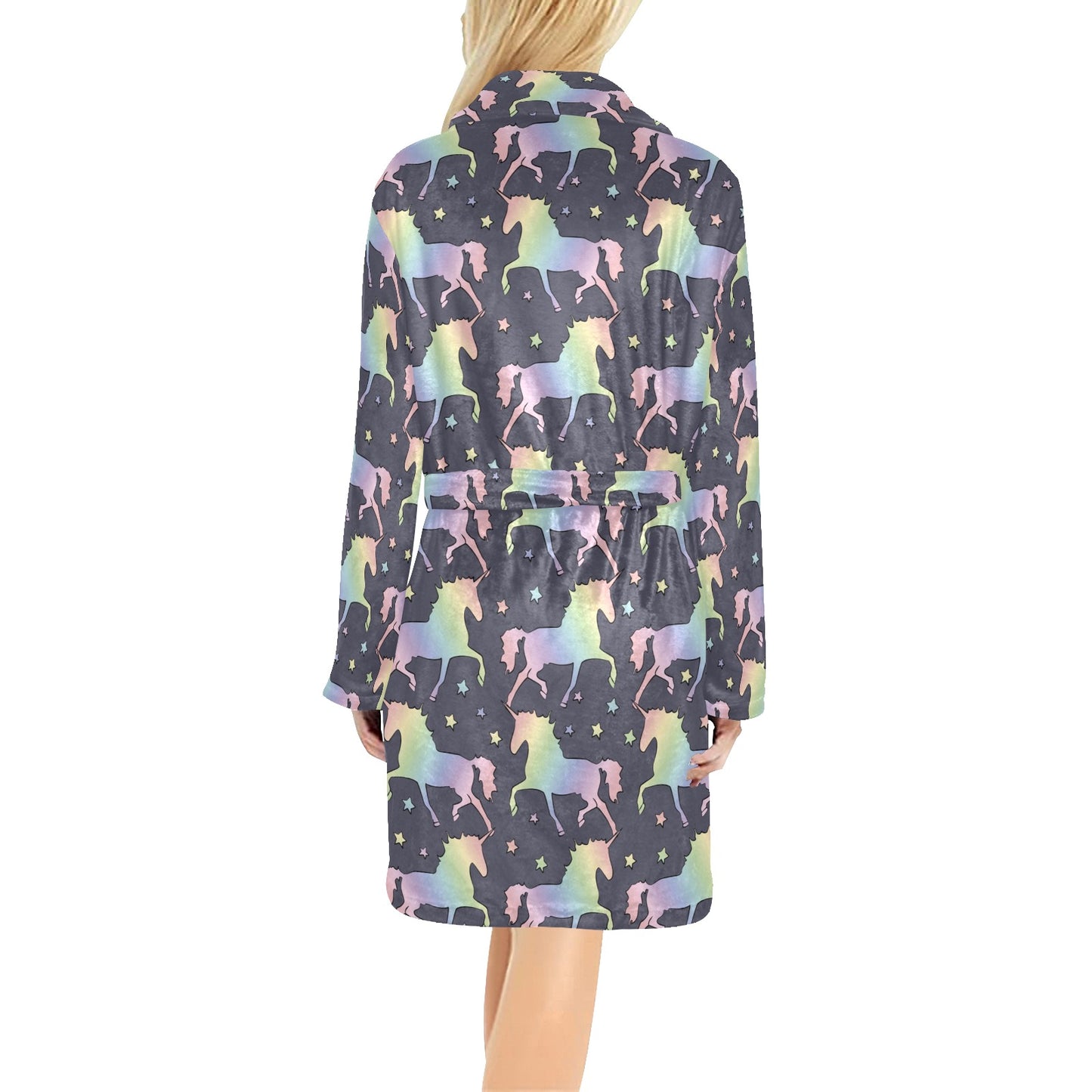 Rainbow Pattern Print Design A05 Women's Fleece Robe