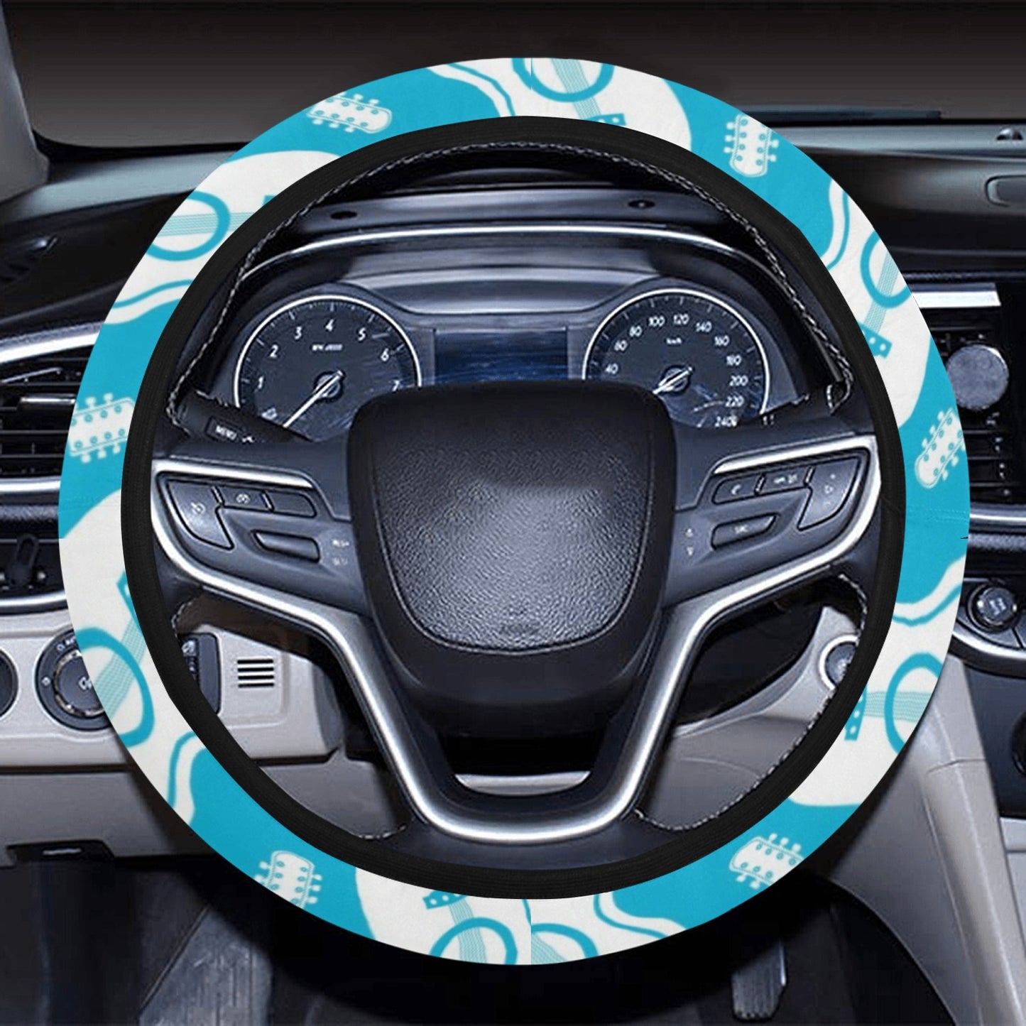 Acoustic Guitar Print Design LKS404 Steering Wheel Cover with Elastic Edge