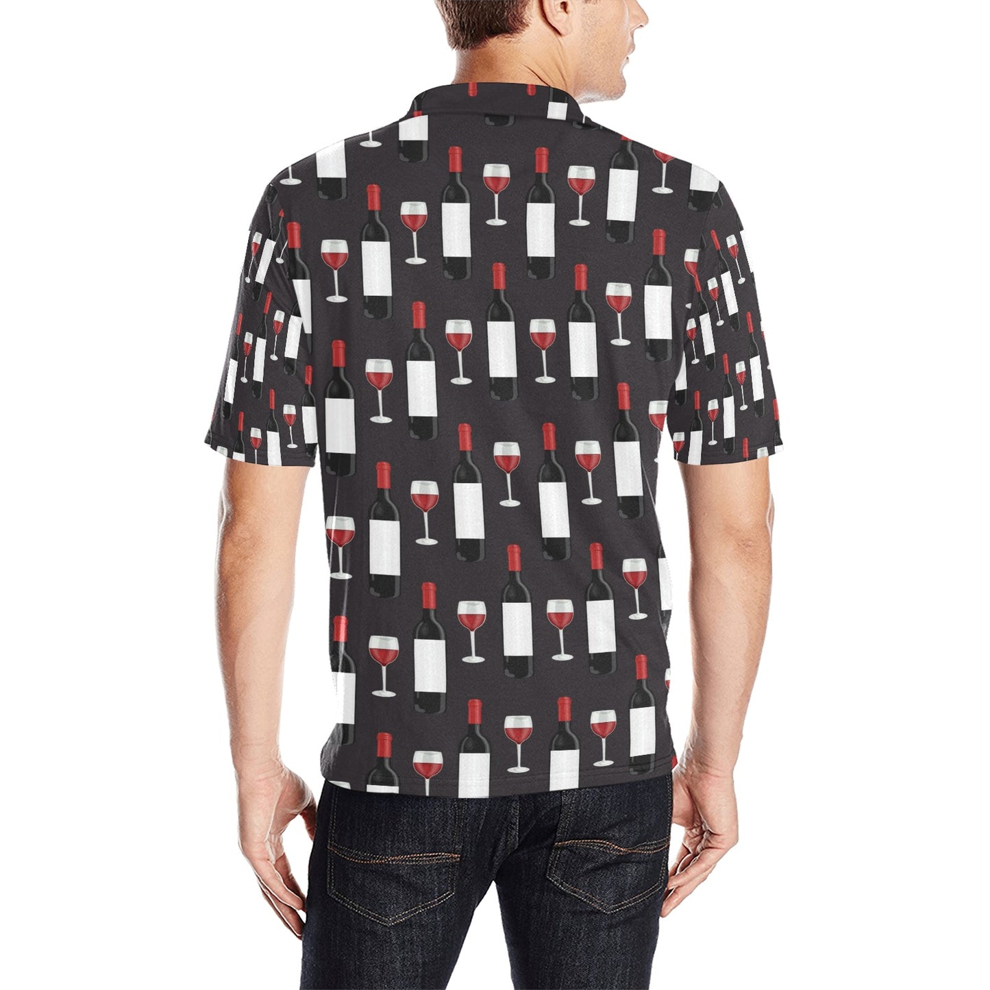Wine Print Design LKS309 Men Polo Shirt