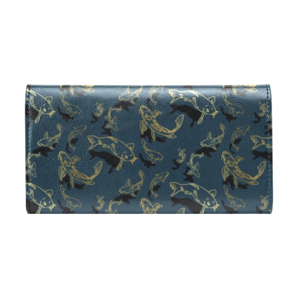 Koi Carp Gold Design Themed Print Women's Trifold Wallet