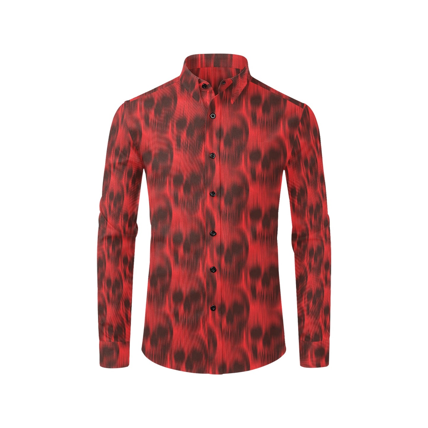 Skull Red Print Design LKS306 Men's Long Sleeve Dress Shirt