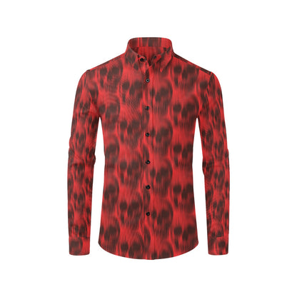 Skull Red Print Design LKS306 Men's Long Sleeve Dress Shirt