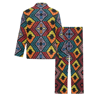 African Pattern Print Design 08 Men's Long Pajama Set