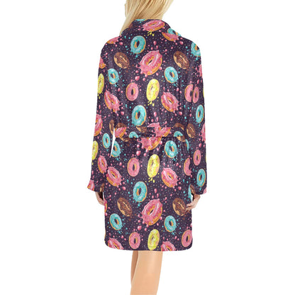 Donut Pattern Print Design DN03 Women's Fleece Robe