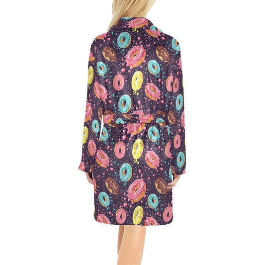 Donut Pattern Print Design DN03 Women's Fleece Robe