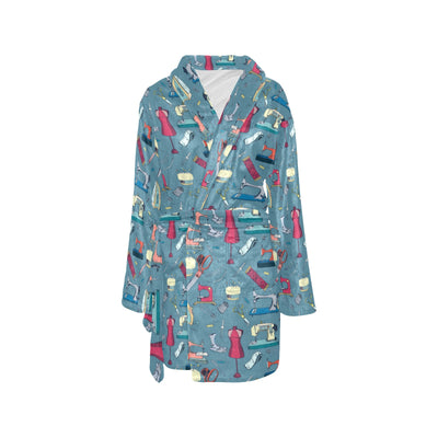 Sewing Equipment Print Design LKS301 Women's Fleece Robe