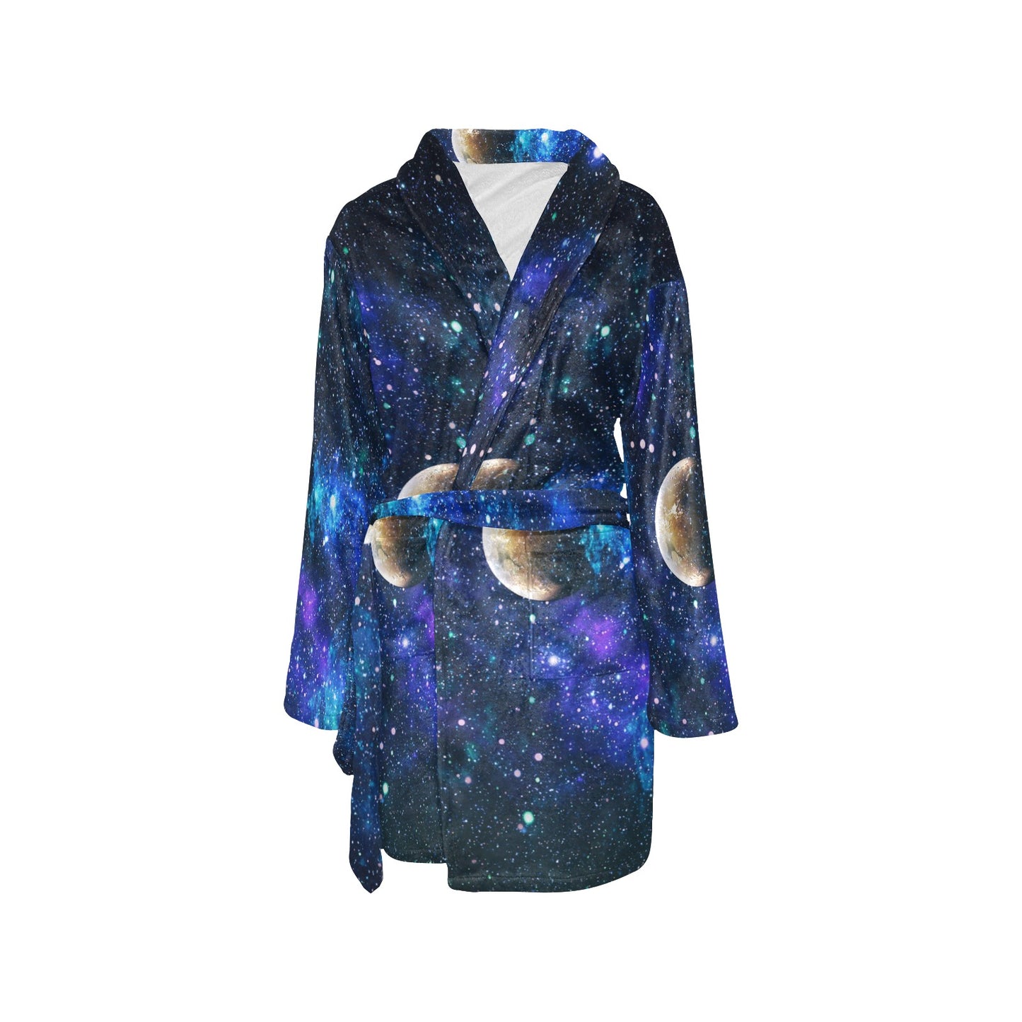 Galaxy Stardust Planet Space Print Women's Fleece Robe