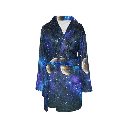 Galaxy Stardust Planet Space Print Women's Fleece Robe