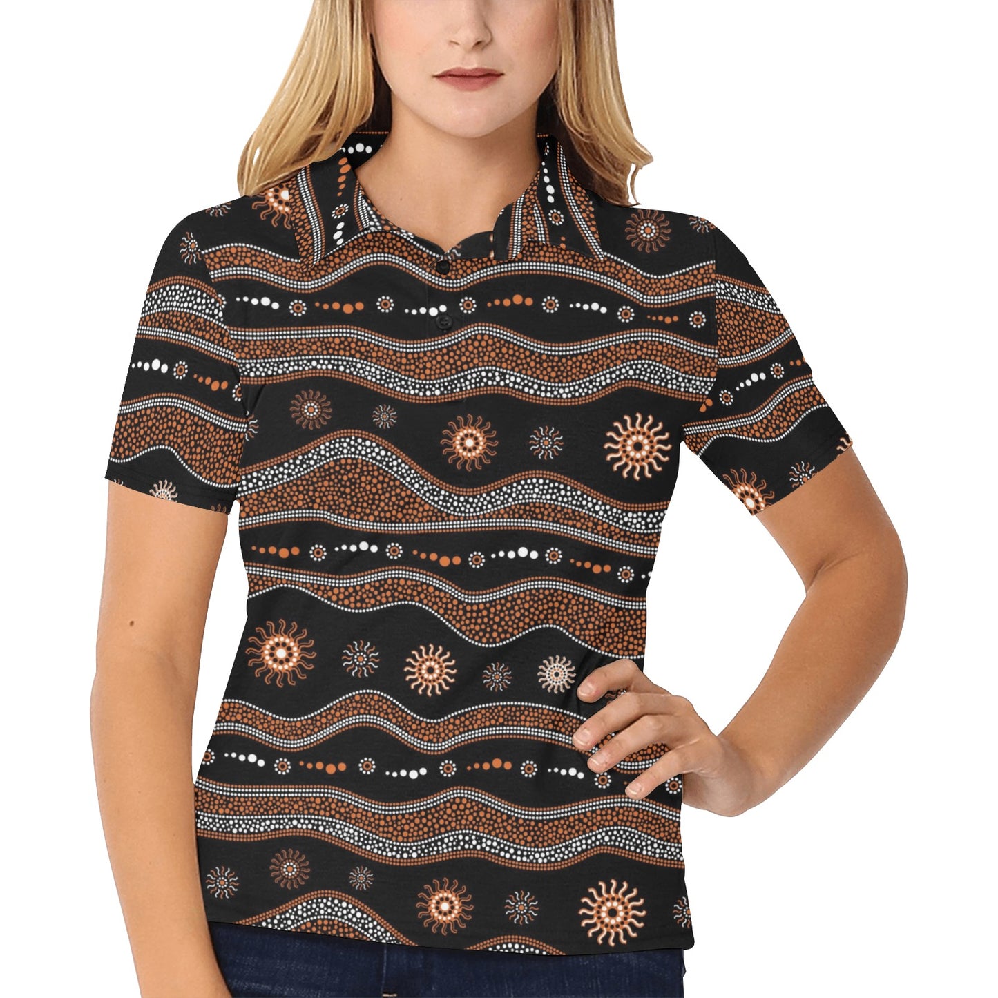 Aboriginal Print Design LKS404 Women's Polo Shirt
