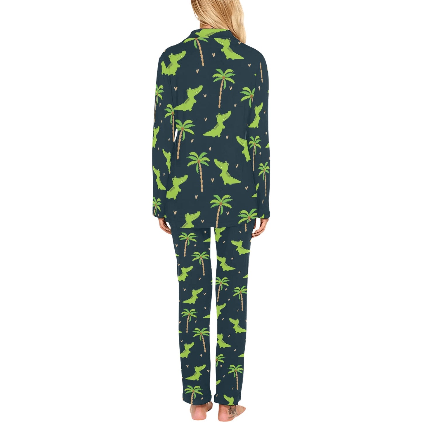 Alligator Pattern Print Design 02 Women's Long Pajama Set