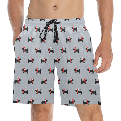 Scottish Christmas Themed Terriers Print Design LKS3018 Men's Swim Trunks Beach Shorts