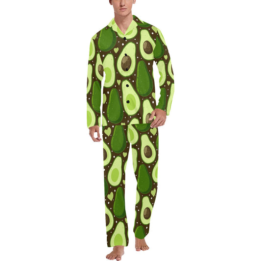Avocado Pattern Print Design AC04 Men's Long Pajama Set