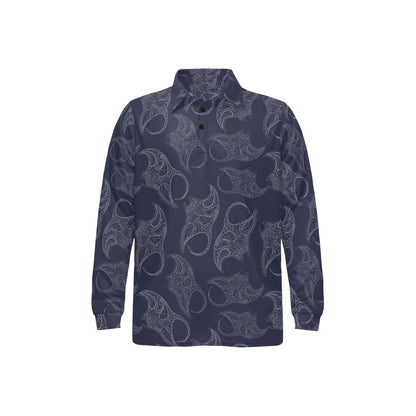 Manta Ray Pattern Print Design 01 Long Sleeve Polo Shirt For Men's