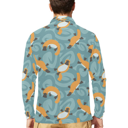 Platypus Pattern Print Design A01 Long Sleeve Polo Shirt For Men's