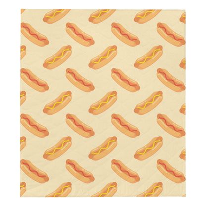 Hot Dog Pattern Print Design 05 Premium Quilt