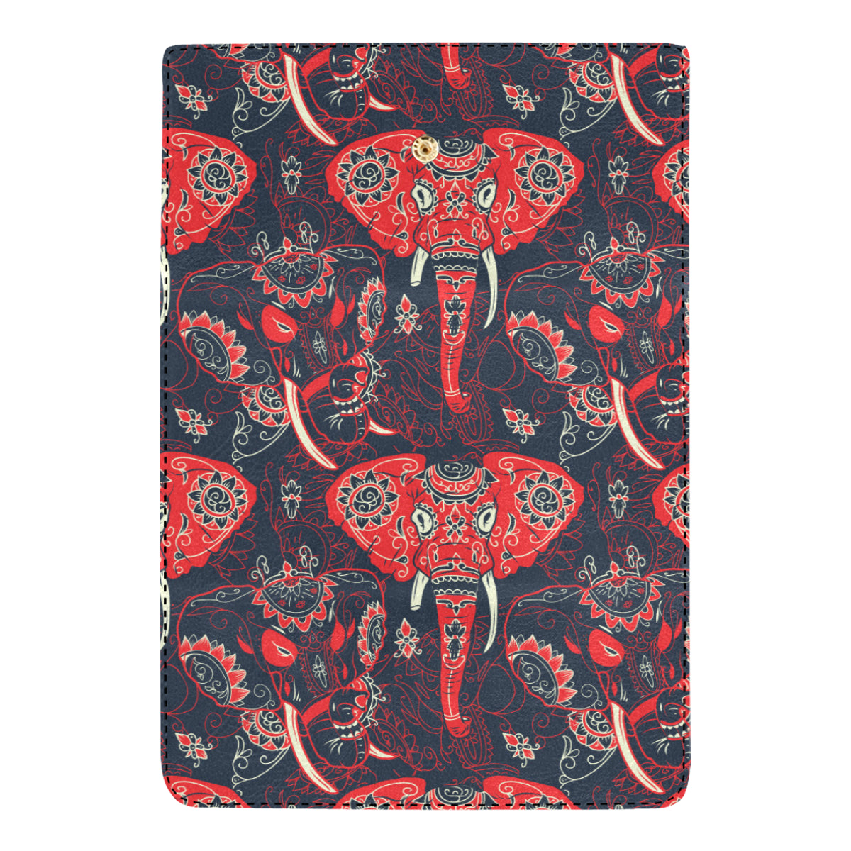 Red Indian Elephant Pattern Women's Trifold Wallet