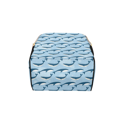 Blue Whale Pattern Print Design 02 Diaper Bag Backpack