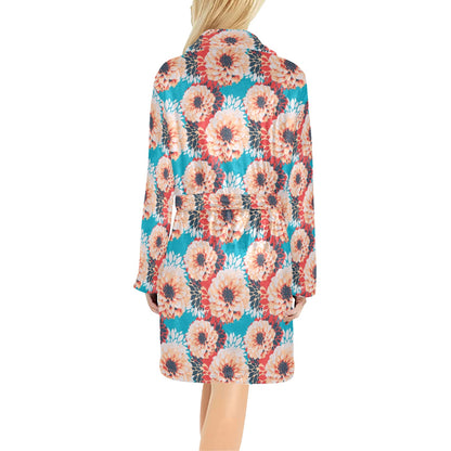 Dahlia Pattern Print Design DH05 Women's Fleece Robe