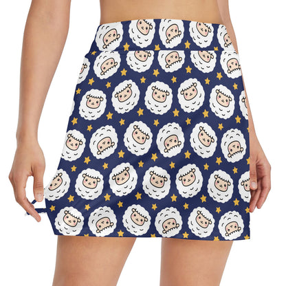 Sheep Print Design LKS402 17" Golf & Pickleball Skort with Pockets
