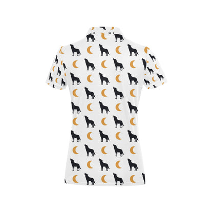 Wolf Moon Print Design LKS302 Women's Polo Shirt